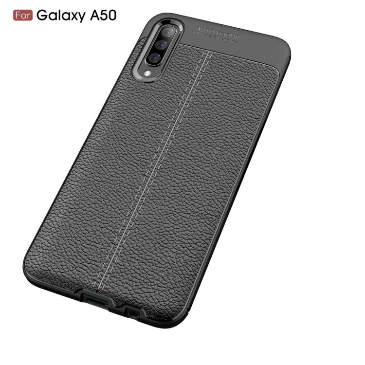Stoßfeste TPU-Hülle mit Litschi-Textur für Galaxy A50, für Galaxy A50