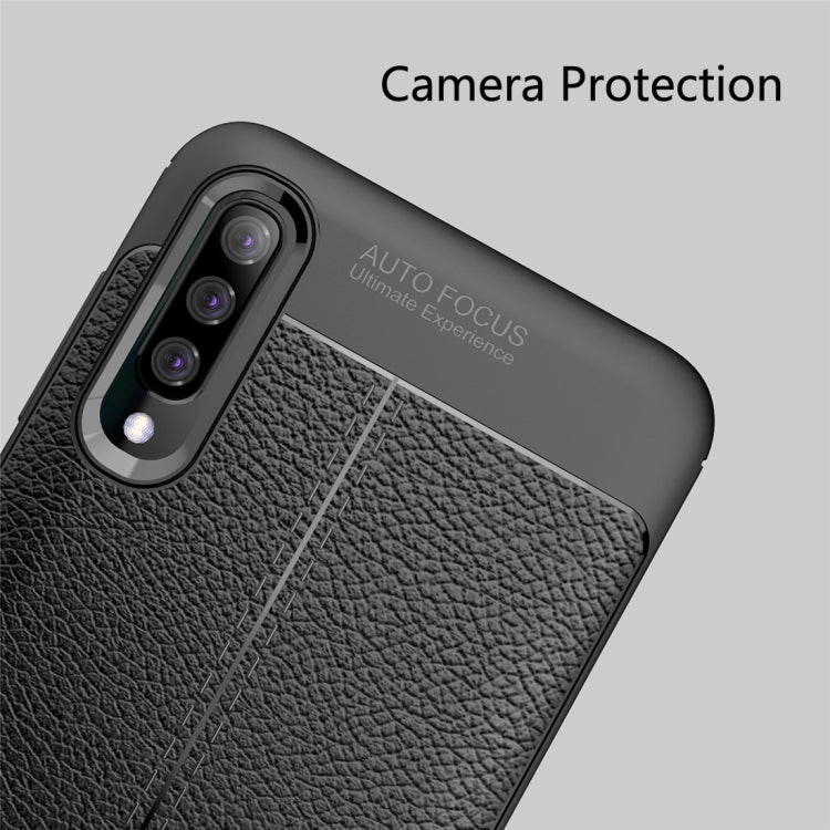 Stoßfeste TPU-Hülle mit Litschi-Textur für Galaxy A50, für Galaxy A50