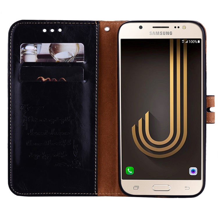 Für Galaxy J3 (2017) / J330 (EU-Version) Business-Stil Ölwachs-Textur Horizontal Flip Ledertasche mit Halter &amp; Kartenfächern &amp; Geldbörse, Für Galaxy J3 (2017) / J330 (EU-Version)