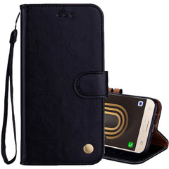 Für Galaxy J3 (2017) / J330 (EU-Version) Business-Stil Ölwachs-Textur Horizontal Flip Ledertasche mit Halter &amp; Kartenfächern &amp; Geldbörse, Für Galaxy J3 (2017) / J330 (EU-Version)