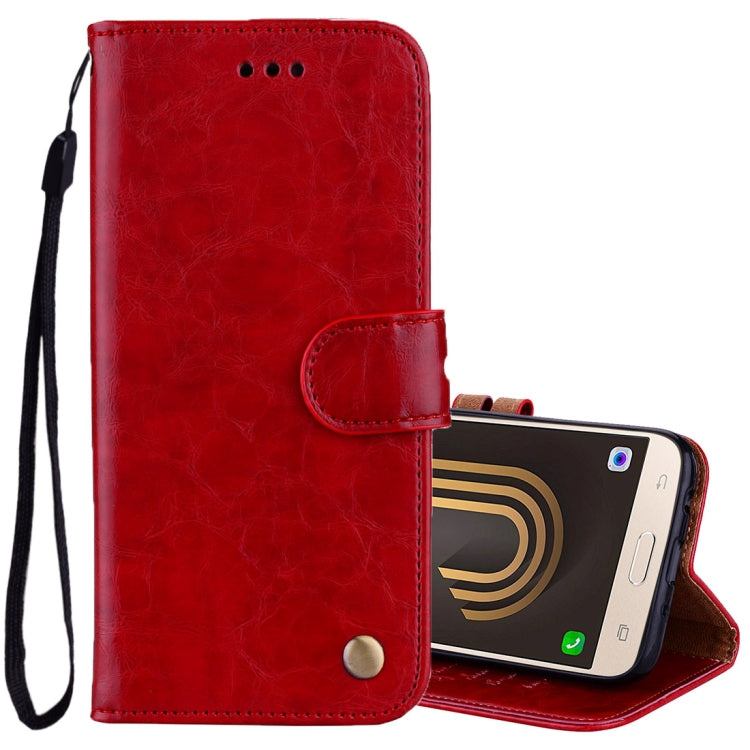Für Galaxy J3 (2017) / J330 (EU-Version) Business-Stil Ölwachs-Textur Horizontal Flip Ledertasche mit Halter &amp; Kartenfächern &amp; Geldbörse, Für Galaxy J3 (2017) / J330 (EU-Version)
