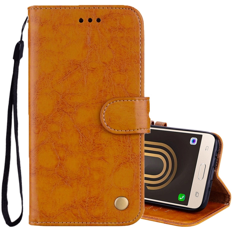 Für Galaxy J3 (2017) / J330 (EU-Version) Business-Stil Ölwachs-Textur Horizontal Flip Ledertasche mit Halter &amp; Kartenfächern &amp; Geldbörse, Für Galaxy J3 (2017) / J330 (EU-Version)
