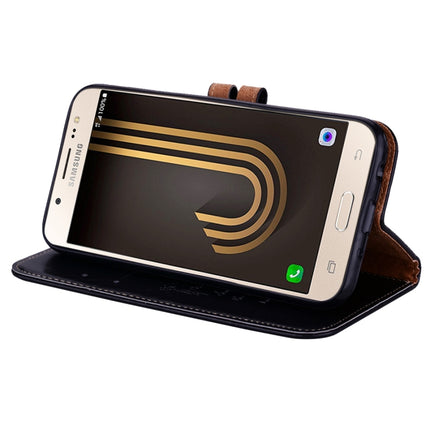 Para Samsung Galaxy J5 (2017) / J530 (versión UE) Funda de cuero con tapa horizontal con textura de cera de aceite de estilo empresarial con soporte, ranuras para tarjetas y billetera, para Galaxy J5 (2017) / J530 (versión UE)