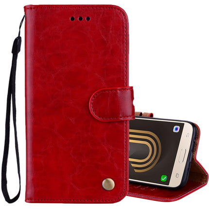 Para Samsung Galaxy J5 (2017) / J530 (versión UE) Funda de cuero con tapa horizontal con textura de cera de aceite de estilo empresarial con soporte, ranuras para tarjetas y billetera, para Galaxy J5 (2017) / J530 (versión UE)