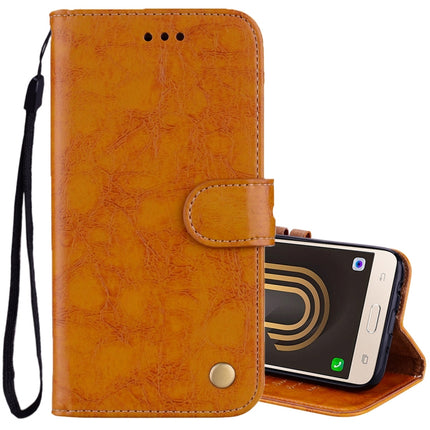 Para Samsung Galaxy J5 (2017) / J530 (versión UE) Funda de cuero con tapa horizontal con textura de cera de aceite de estilo empresarial con soporte, ranuras para tarjetas y billetera, para Galaxy J5 (2017) / J530 (versión UE)