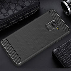 For Galaxy A8 (2018) Brushed Texture Carbon Fiber Shockproof TPU Protective Back Case, For Galaxy A8 (2018), Galaxy A8 (2018)