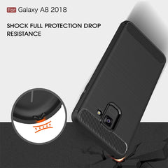 For Galaxy A8 (2018) Brushed Texture Carbon Fiber Shockproof TPU Protective Back Case, For Galaxy A8 (2018), Galaxy A8 (2018)