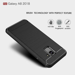 For Galaxy A8 (2018) Brushed Texture Carbon Fiber Shockproof TPU Protective Back Case, For Galaxy A8 (2018), Galaxy A8 (2018)