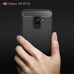 For Galaxy A8 (2018) Brushed Texture Carbon Fiber Shockproof TPU Protective Back Case, For Galaxy A8 (2018), Galaxy A8 (2018)