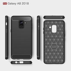 For Galaxy A8 (2018) Brushed Texture Carbon Fiber Shockproof TPU Protective Back Case, For Galaxy A8 (2018), Galaxy A8 (2018)