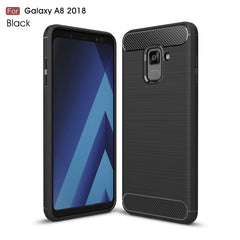 For Galaxy A8 (2018) Brushed Texture Carbon Fiber Shockproof TPU Protective Back Case, For Galaxy A8 (2018), Galaxy A8 (2018)