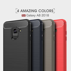 For Galaxy A8 (2018) Brushed Texture Carbon Fiber Shockproof TPU Protective Back Case, For Galaxy A8 (2018), Galaxy A8 (2018)