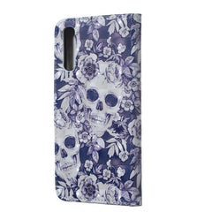 Skull and Flower Pattern 3D Horizontal Flip Leather Case for Galaxy A50, with Holder & Card Slots & Photo Frame & Wallet, Galaxy A50