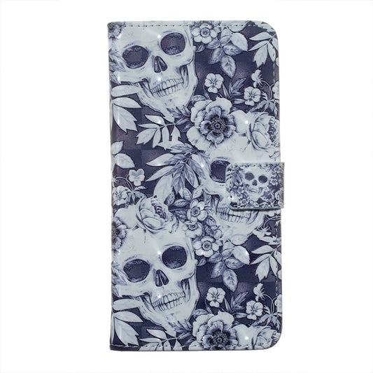 Skull and Flower Pattern 3D Horizontal Flip Leather Case for Galaxy A70, with Holder & Card Slots & Photo Frame & Wallet, Galaxy A70