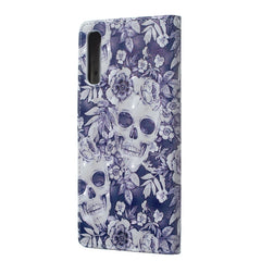 Skull and Flower Pattern 3D Horizontal Flip Leather Case for Galaxy A70, with Holder & Card Slots & Photo Frame & Wallet, Galaxy A70