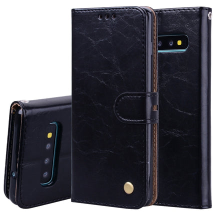 Horizontale Klapphülle aus Leder im Business-Stil mit Ölwachs-Textur für das Galaxy S10, mit Halter &amp; Kartenfächern &amp; Geldbörse, für das Galaxy S10