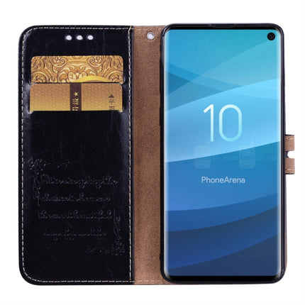 Horizontale Klapphülle aus Leder im Business-Stil mit Ölwachs-Textur für das Galaxy S10, mit Halter &amp; Kartenfächern &amp; Geldbörse, für das Galaxy S10