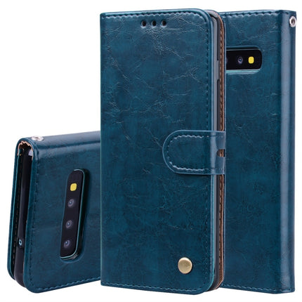 Horizontale Klapphülle aus Leder im Business-Stil mit Ölwachs-Textur für das Galaxy S10, mit Halter &amp; Kartenfächern &amp; Geldbörse, für das Galaxy S10