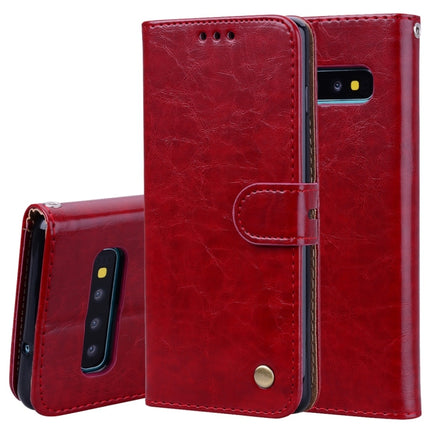 Horizontale Klapphülle aus Leder im Business-Stil mit Ölwachs-Textur für das Galaxy S10, mit Halter &amp; Kartenfächern &amp; Geldbörse, für das Galaxy S10