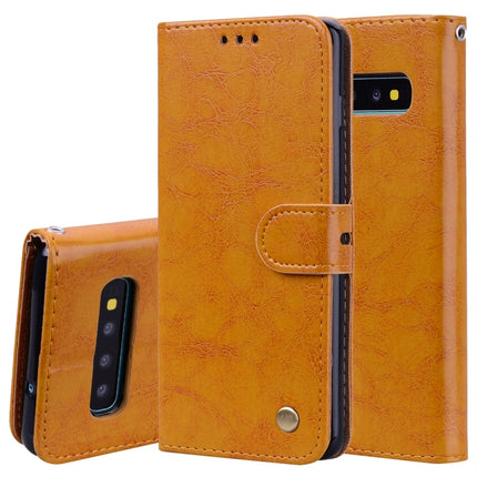 Horizontale Klapphülle aus Leder im Business-Stil mit Ölwachs-Textur für das Galaxy S10, mit Halter &amp; Kartenfächern &amp; Geldbörse, für das Galaxy S10