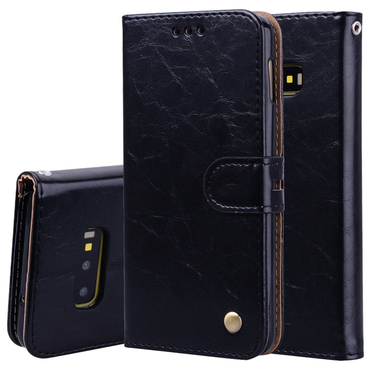 Business Style Oil Wax Texture Horizontal Flip Leather Case for Galaxy S10 E, with Holder & Card Slots & Wallet, For Galaxy S10 E