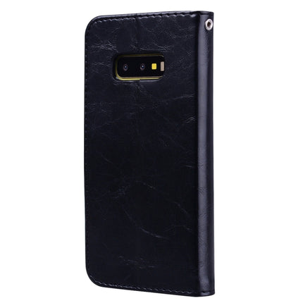 Funda de cuero con tapa horizontal con textura de cera de aceite de estilo empresarial para Galaxy S10 E, con soporte, ranuras para tarjetas y billetera, para Galaxy S10 E