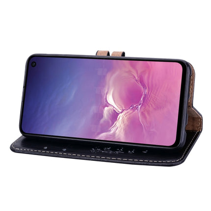 Funda de cuero con tapa horizontal con textura de cera de aceite de estilo empresarial para Galaxy S10 E, con soporte, ranuras para tarjetas y billetera, para Galaxy S10 E
