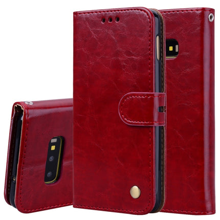 Funda de cuero con tapa horizontal con textura de cera de aceite de estilo empresarial para Galaxy S10 E, con soporte, ranuras para tarjetas y billetera, para Galaxy S10 E
