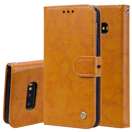 Funda de cuero con tapa horizontal con textura de cera de aceite de estilo empresarial para Galaxy S10 E, con soporte, ranuras para tarjetas y billetera, para Galaxy S10 E