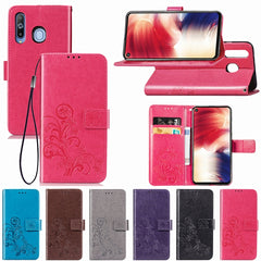 Lucky Clover Pressed Flowers Pattern Leather Case for Galaxy A8s, with Holder & Card Slots & Wallet & Hand Strap, For Galaxy A8s