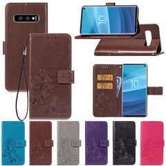 Lucky Clover Pressed Flowers Pattern Leather Case for Galaxy S10e, with Holder & Card Slots & Wallet & Hand Strap, For Galaxy S10e, Galaxy S10e