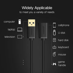 Ugreen 3m USB 3.0 Male to Female Data Sync Super Speed Transmission Extension Cord Cable, Length: 3m