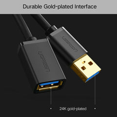 Ugreen 3m USB 3.0 Male to Female Data Sync Super Speed Transmission Extension Cord Cable, Length: 3m