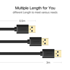 Ugreen 3m USB 3.0 Male to Female Data Sync Super Speed Transmission Extension Cord Cable, Length: 3m