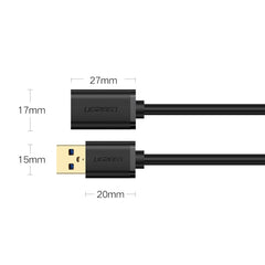 Ugreen 3m USB 3.0 Male to Female Data Sync Super Speed Transmission Extension Cord Cable, Length: 3m