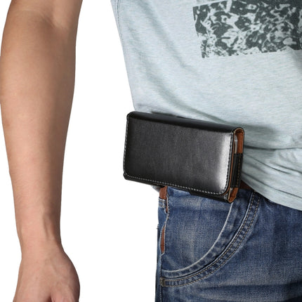 Männer glänzende Textur tragbare Handy zurück Schnalle Quer Ärmel Hüfttasche Ledertasche für Smartphones mit 6,3 Zoll oder weniger