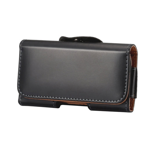 Men Glossy Texture Portable Mobile Phone Back Buckle Transverse Sleeve Waist Pack Leather Case for 6.3 Inch or Below Smartphones