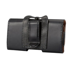 Men Glossy Texture Portable Mobile Phone Back Buckle Transverse Sleeve Waist Pack Leather Case for 6.3 Inch or Below Smartphones