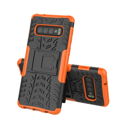 Tire Texture TPU+PC Shockproof Case for Galaxy S10, with Holder, For Galaxy S10