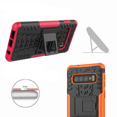 Tire Texture TPU+PC Shockproof Case for Galaxy S10, with Holder, For Galaxy S10