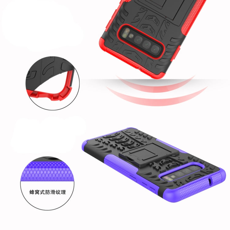 Stoßfeste Hülle aus TPU und PC mit Reifenstruktur für Galaxy S10, mit Halterung, für Galaxy S10