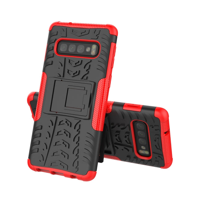Tire Texture TPU+PC Shockproof Case for Galaxy S10, with Holder, For Galaxy S10