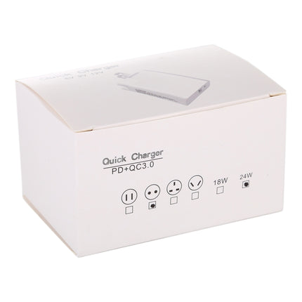 24W PD + QC3.0 Fast Charger Power Adapter Plug Adapter EU Plug, 24W EU Plug