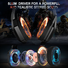 ONIKUMA K10 3.5mm Computer Games Wired Headset with RGB LED Light, K10