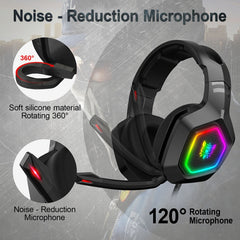 ONIKUMA K10 3.5mm Computer Games Wired Headset with RGB LED Light, K10