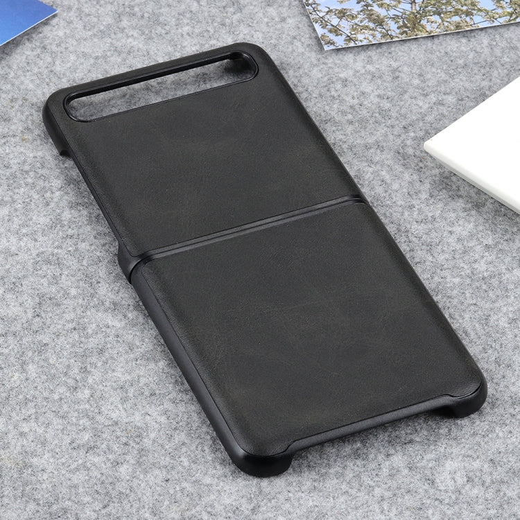 Für Galaxy Z Flip Zweifarbige Klappschutzhülle mit Rindslederstruktur