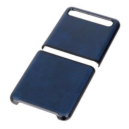 Funda protectora plegable con textura de cuero de vaca de dos colores para Galaxy Z Flip