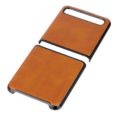 For Galaxy Z Flip Two-color Cow Leather Texture Folding Protective Case