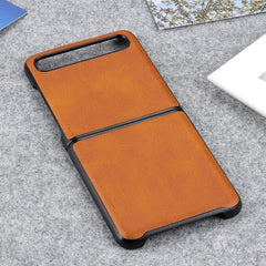 For Galaxy Z Flip Two-color Cow Leather Texture Folding Protective Case