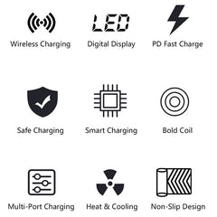 X9 9 in 1 QC 3.0 USB Interface + 6 USB Ports + PD 65W Ports + QI Wireless Fast Charging Multi-function Charger with LED Display, X9